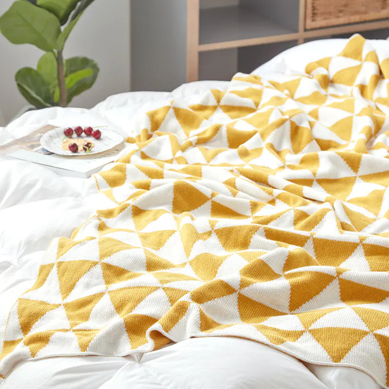 Cotton Knit Double Layer Triangle Blanket for Office