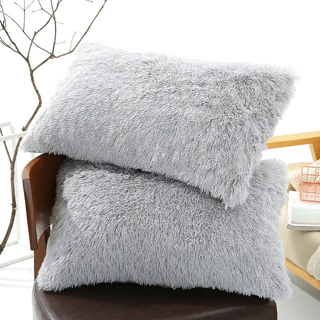 Plush Pillow Case for Winter with Long Fluffy Sleeves