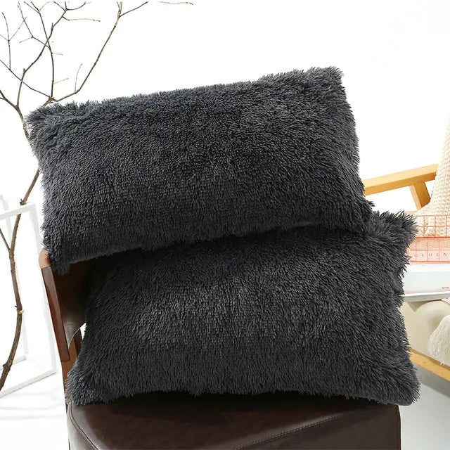 Plush Pillow Case for Winter with Long Fluffy Sleeves