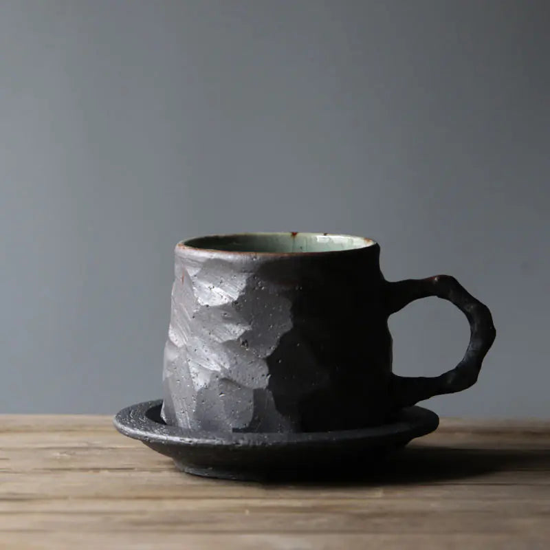 Japanese Vintage Ceramic Coffee Cup and Saucer Set