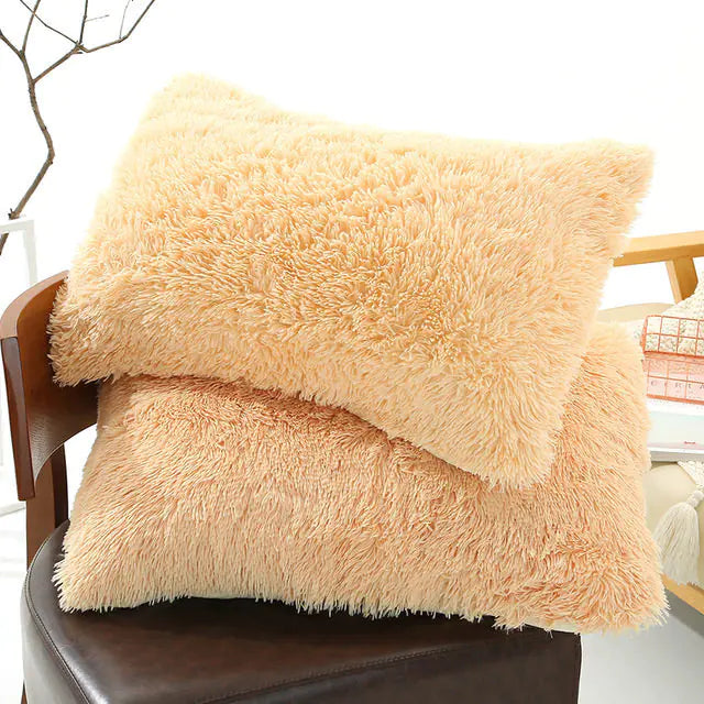Plush Pillow Case for Winter with Long Fluffy Sleeves