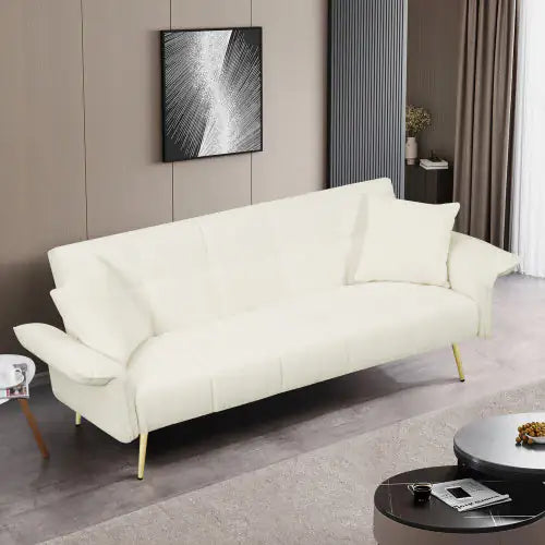70.1 Inches Futon Sofa Bed, Convertible Double Sofa Bed With Folding Armrests For Living Rooms And Small Spaces