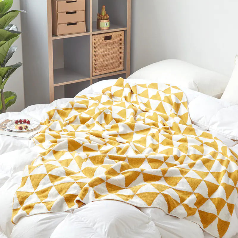 Cotton Knit Double Layer Triangle Blanket for Office