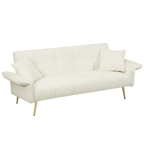 70.1 Inches Futon Sofa Bed, Convertible Double Sofa Bed With Folding Armrests For Living Rooms And Small Spaces