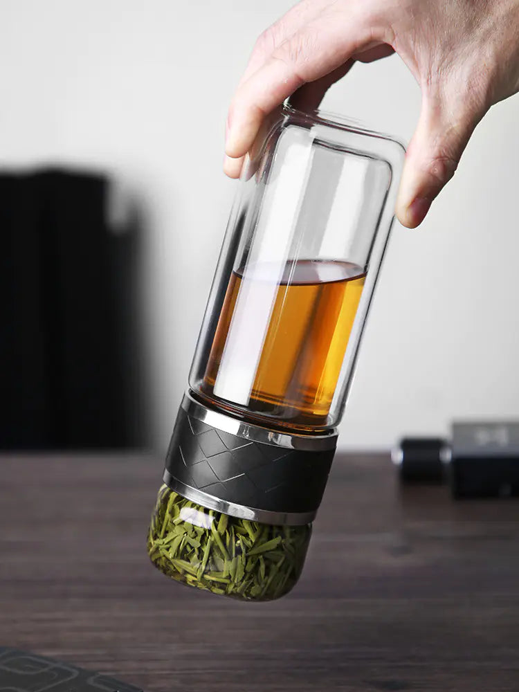 Creative Double-Wall Glass Tea Infuser Cup