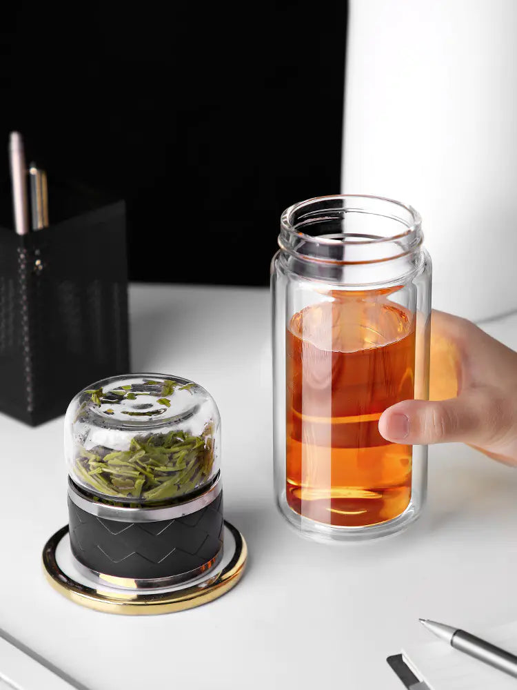 Creative Double-Wall Glass Tea Infuser Cup