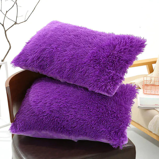 Plush Pillow Case for Winter with Long Fluffy Sleeves