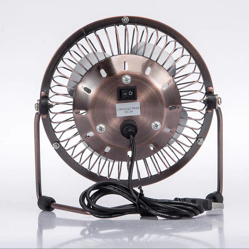 Mini Retro USB Fan with Aluminum Blades (4 Inches)