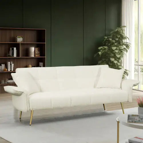 70.1 Inches Futon Sofa Bed, Convertible Double Sofa Bed With Folding Armrests For Living Rooms And Small Spaces