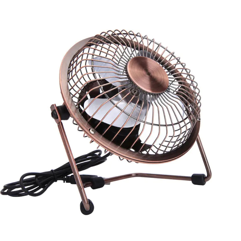 Mini Retro USB Fan with Aluminum Blades (4 Inches)