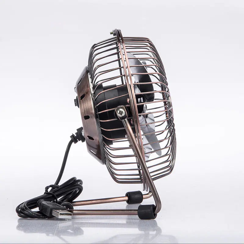Mini Retro USB Fan with Aluminum Blades (4 Inches)