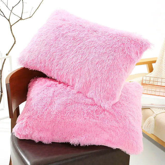 Plush Pillow Case for Winter with Long Fluffy Sleeves