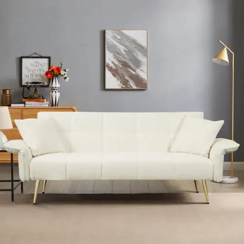 70.1 Inches Futon Sofa Bed, Convertible Double Sofa Bed With Folding Armrests For Living Rooms And Small Spaces