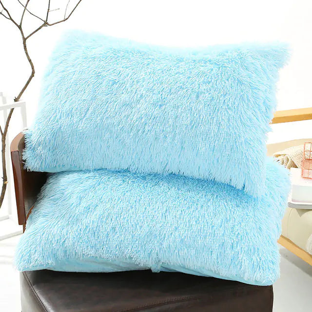 Plush Pillow Case for Winter with Long Fluffy Sleeves