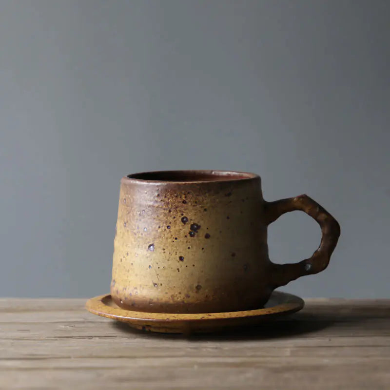 Japanese Vintage Ceramic Coffee Cup and Saucer Set
