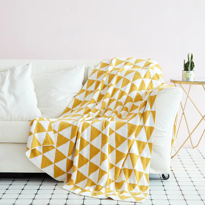 Cotton Knit Double Layer Triangle Blanket for Office