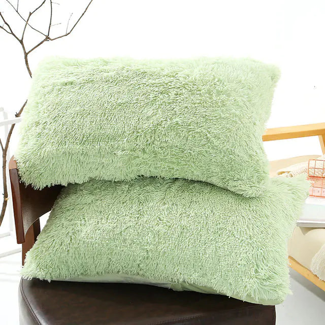 Plush Pillow Case for Winter with Long Fluffy Sleeves