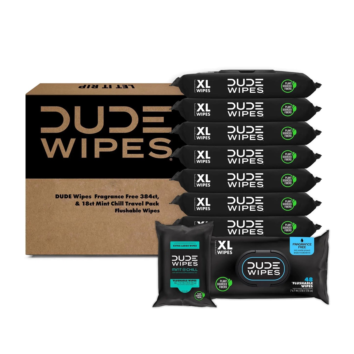 DUDE Baby Wipes - Flushable Baby Wipes Unscented - (6 Pack) 288 Wipes - Extra Large Wet Wipes Flushable - Vitamin-E & Aloe - Septic and Sewer Safe