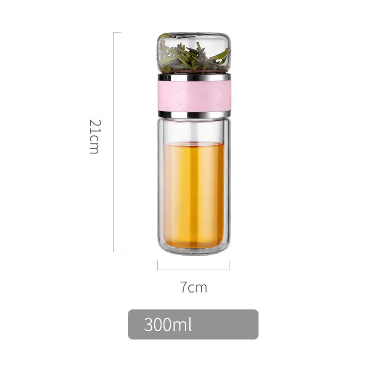 Creative Double-Wall Glass Tea Infuser Cup