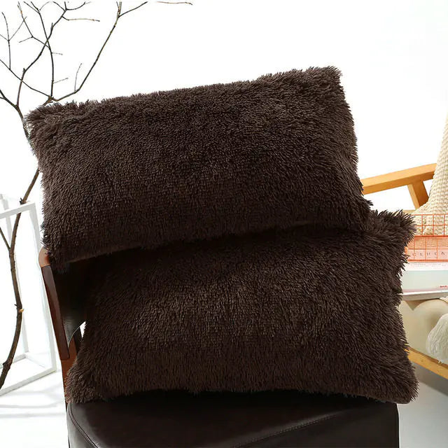 Plush Pillow Case for Winter with Long Fluffy Sleeves