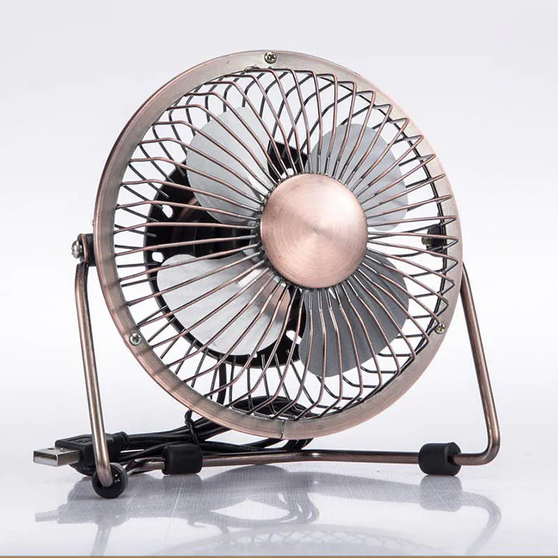 Mini Retro USB Fan with Aluminum Blades (4 Inches)