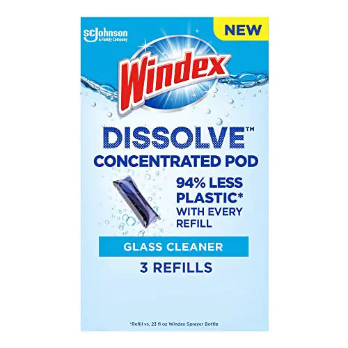Windex Dissolve Concentrated Pods Glass Cleaner 3 Count Concentrated Dissolvable Refill Pods (Pack of 1)