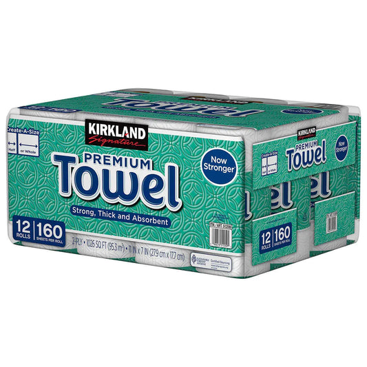 Kirkland Signature Premium Big Roll Paper Towels 12-roll 160 Sheets Per Roll