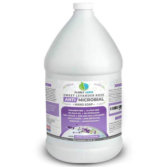 Plainly Earth Antimicrobial Liquid Hand Soap (64 Oz) - Antibacterial Soap Refill - Hand Soap Refill Bottle - Cruelty Free Moisturizing Soap Sweet Lavender Rose