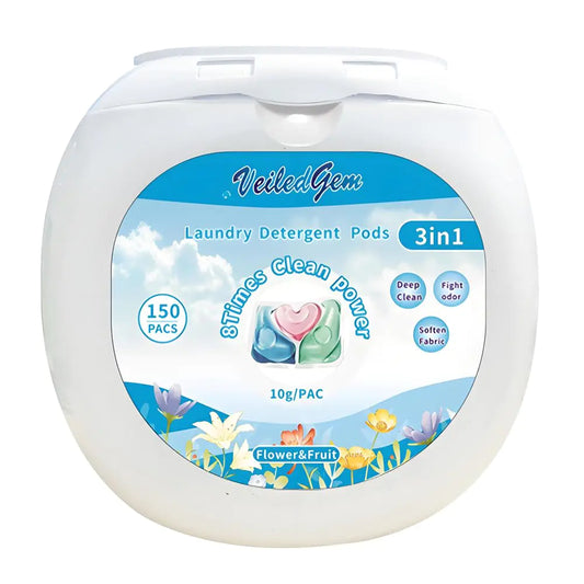 Laundry Detergent Pods Concentrated Liquid Laundry Detergent Pacs 3 in 1 High Efficiency Flower&Fruit Scent (150 pacs)