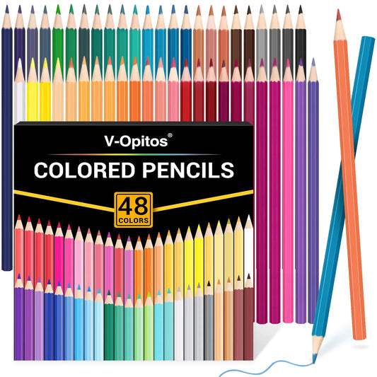 V-Opitos 48 Pack Colored Pencils Set Pre-sharpened Coloring Pencils for Kids Beginners Colored Pencils for Adult Coloring Books Ideal Art Supplies for Sketching Coloring & Painting