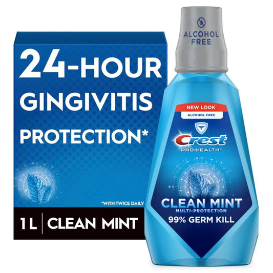 Crest Pro-Health Multi-Protection Mouthwash with CPC Clean Mint 1L (33.8 fl oz) Crest Mouthwash Gingivitis Treatment