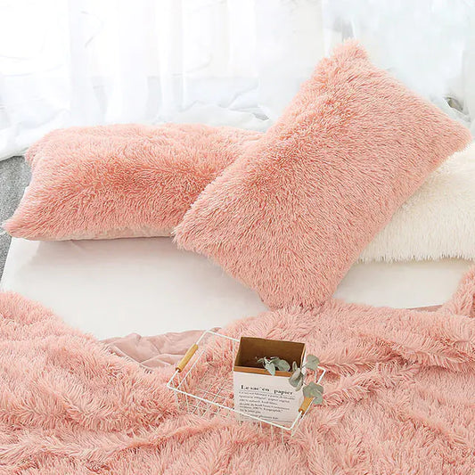 Plush Pillow Case for Winter with Long Fluffy Sleeves