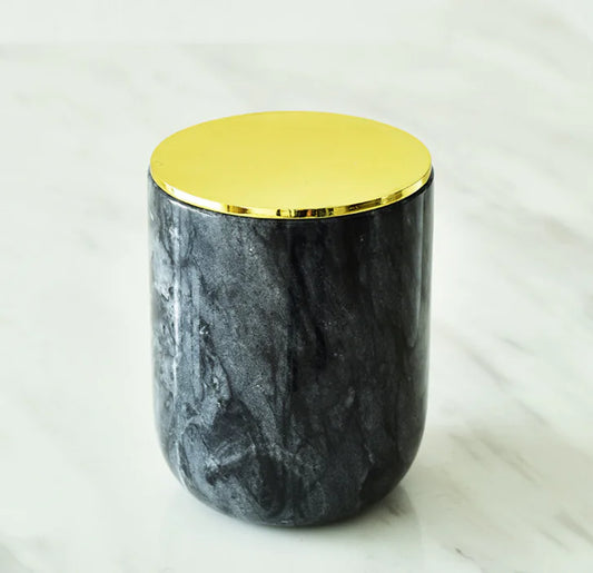 Marble Candle Holder with Rose Gold and Brass Accent
