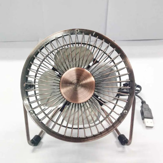 Mini Retro USB Fan with Aluminum Blades (4 Inches)