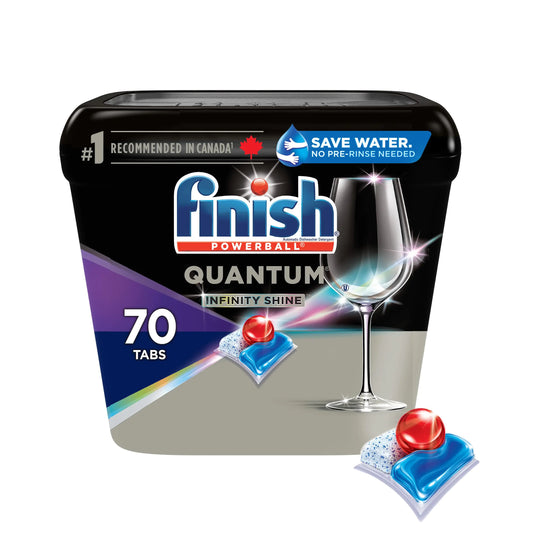 Finish Power Ball Quantum Infinity shine dishwasher detergent pods for sparkling clean first time No pre rinse needed 70 Tabs